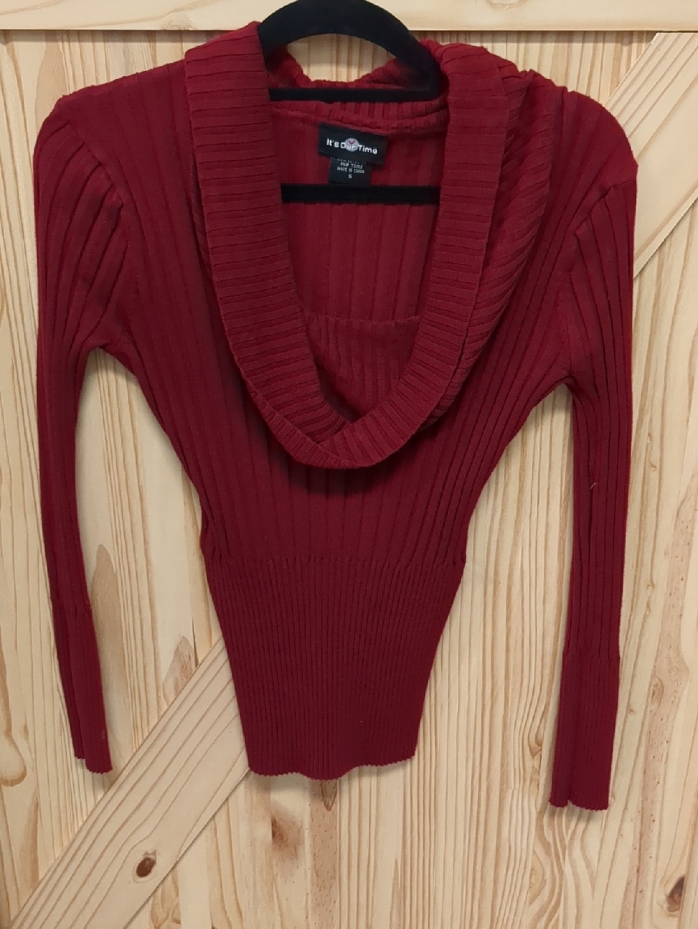 It's Our Time Red Ribbed Cowl Neck Sweater
